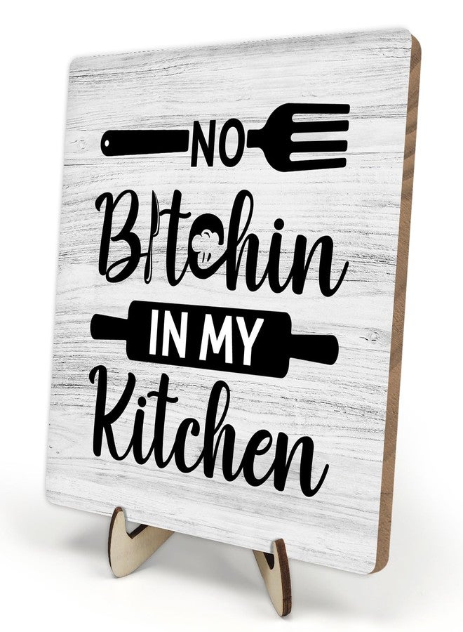 DMADNF Black and White Kitchen Decor Sign,Kitchen Decor Wooden Plaque, Rustic Wooden Plaque Kitchen Farmhouse Tabletop Decor Signs, in My Kitchen 5.9 x 5.9Inch (White) - Image 1